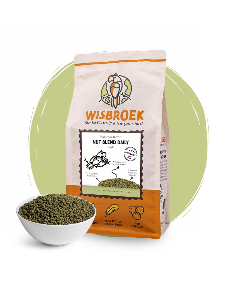 Wisbroek Parrot nut blend daily small (Granulés extrudés pour perruches) 1 kg