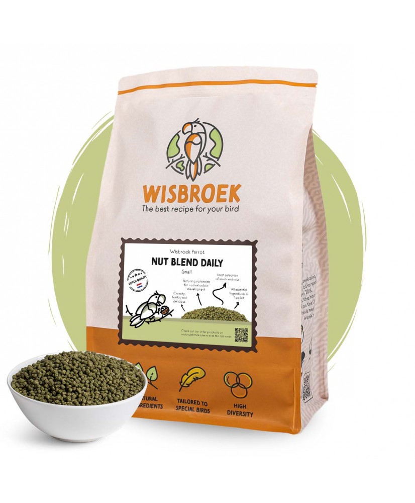Wisbroek Parrot nut blend daily small (Granulés extrudés pour perruches) 3 kg