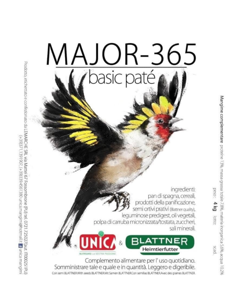 Unica Blattner major 365 (pâtée aux œufs pour chardonnerets) 5 kg