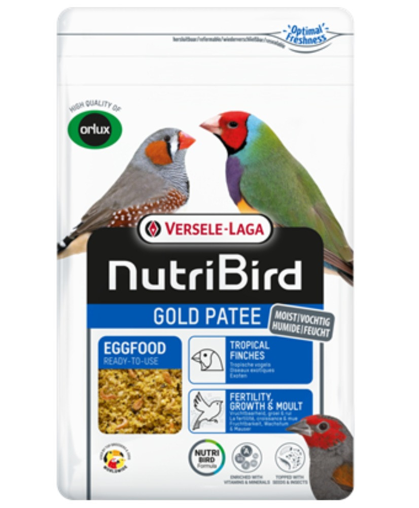 Nutribird Gold Patee Oiseaux Exotiques 1kg (Orlux pâtée aux oeufs oiseaux exotiques prête à l'emploi)