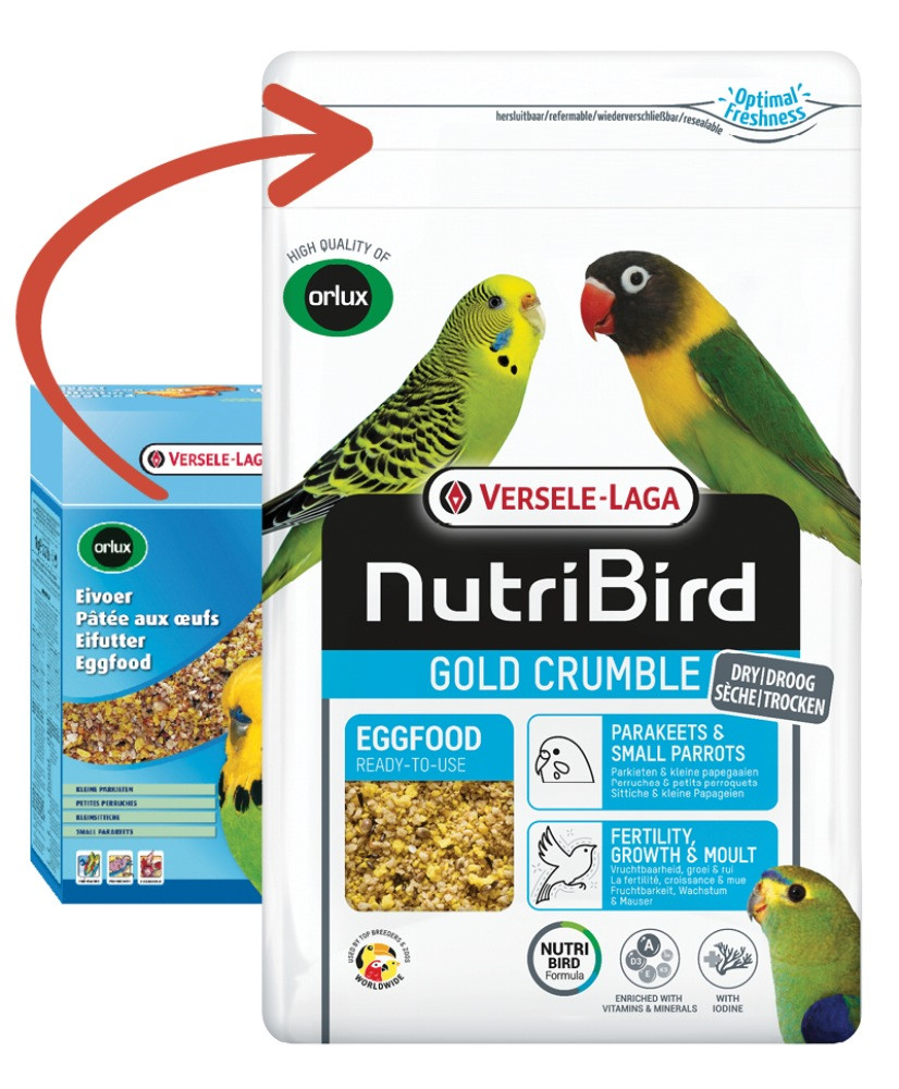 Nutribird Gold Crumble Perruches 1kg (Orlux pâtée aux oeufs sèche perruches)