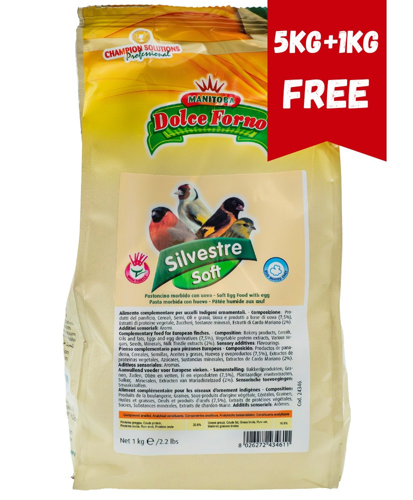 Manitoba Silvestre Soft 5kg + 1kg GRATUIT (Pâtée aux oeufs pour chardonnerets et tarins)