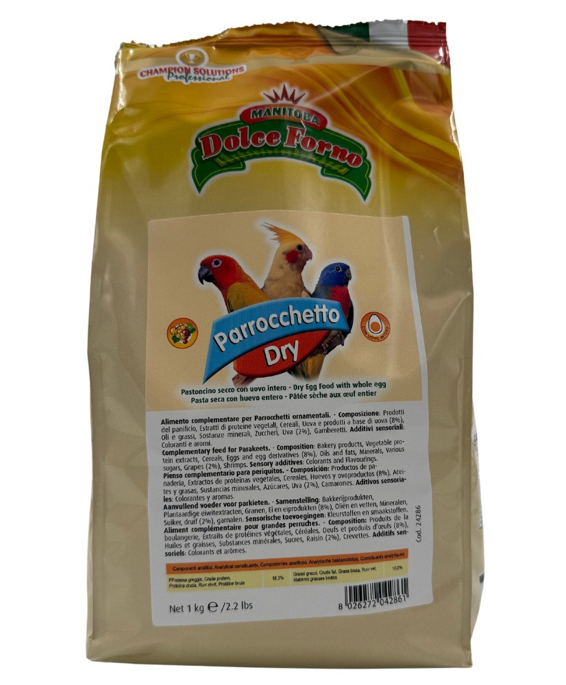 Manitoba Dolce Forno Parrocchetto 1kg (Pâtée aux œufs pour perruches et grandes perruches)