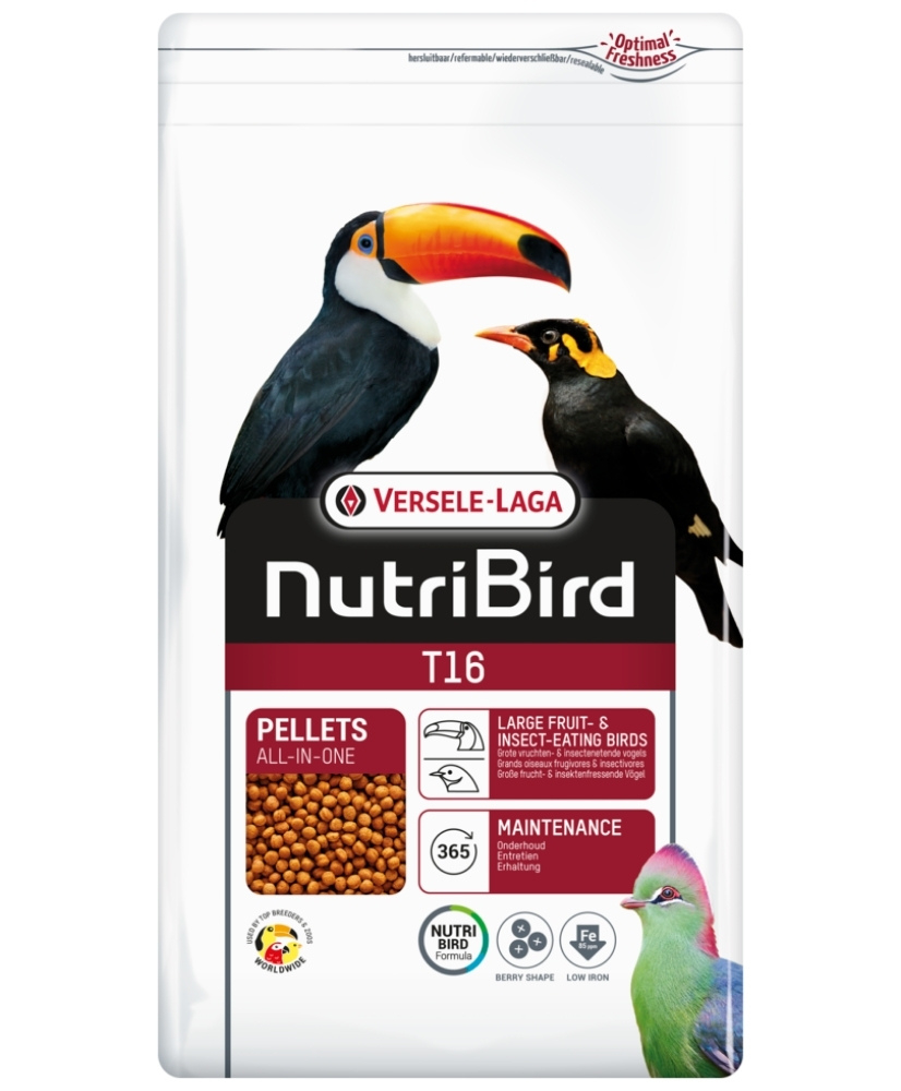 Nutribird T16 700g - aliment d'entretien pour grands oiseaux frugi- et insectivores