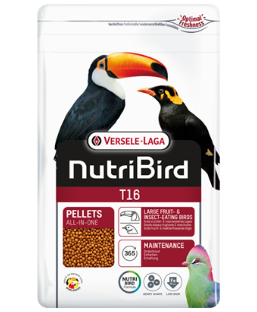 Nutribird T16 2kg - aliment d'entretien pour grands oiseaux frugi- et insectivores