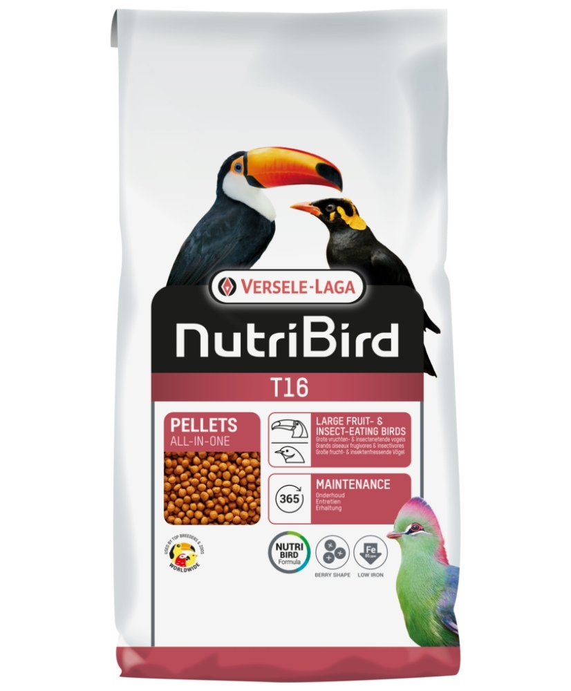 Nutribird T16 10kg - aliment d'entretien pour grands oiseaux frugi- et insectivores