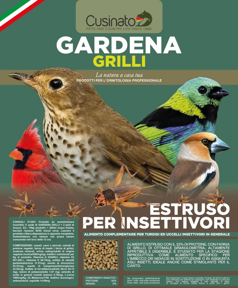 Cusinato Gardena Grilli – Alimentation extrudée avec 32% de protéines - 1kg